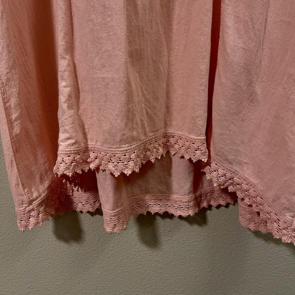G.Designs Natural Fashions Floral Cotton Tunic Dress Lace Peach Resort Cruise XL - Picture 4 of 7